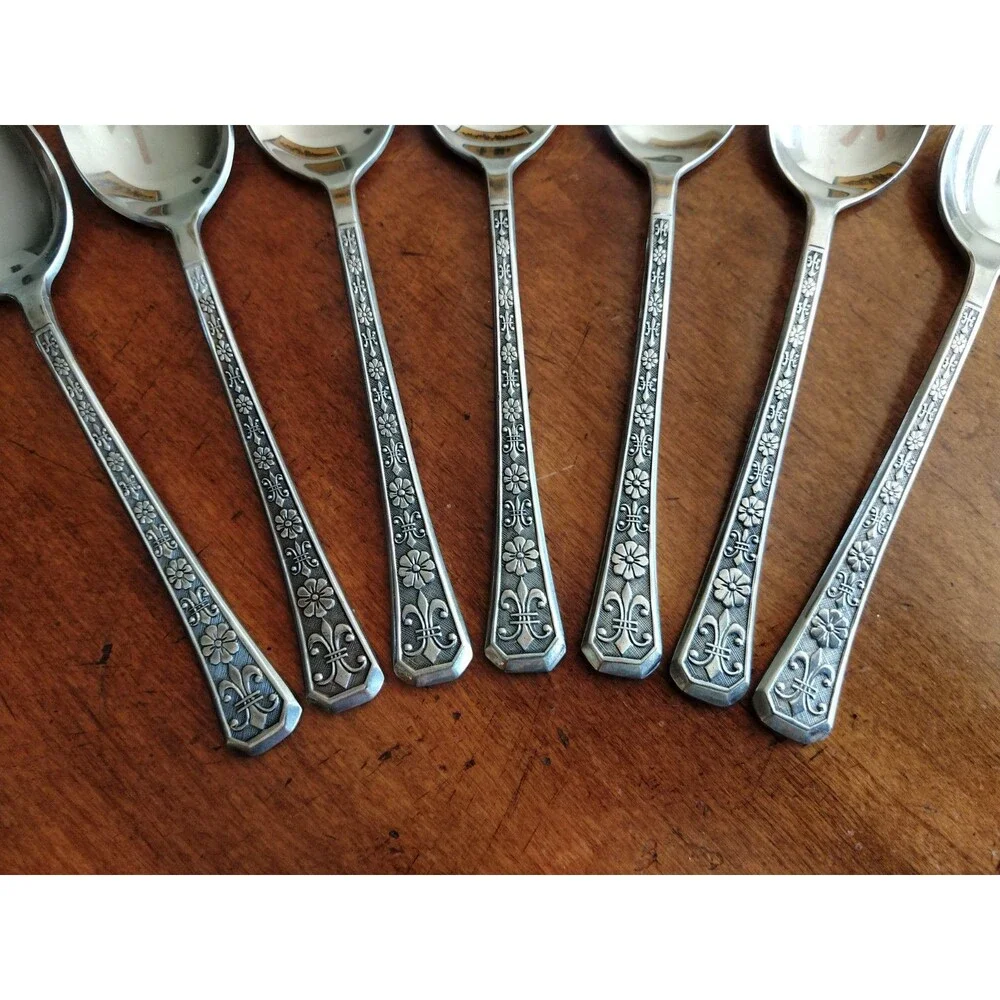 Interpur FLORENZ Stainless Flatware MCM Korea Lot 7x Table Dinner Spoon 7.25